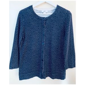 LOFT Polka Dots Medium Navy Blue Cardigan